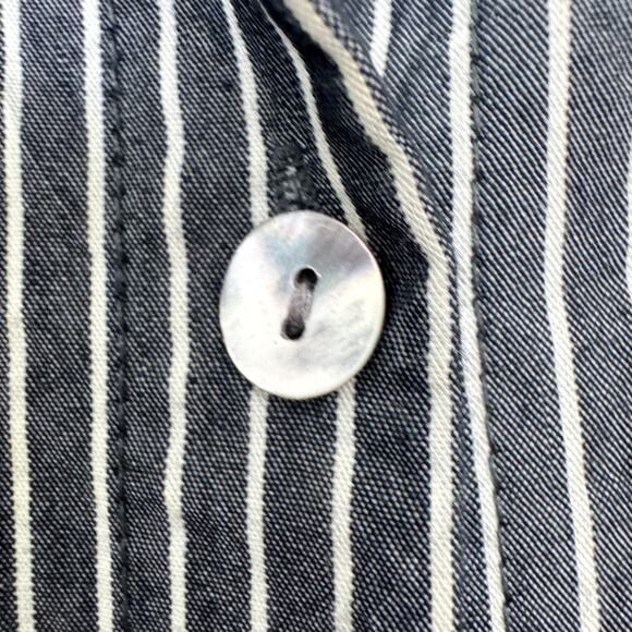 Chico's Womens Button Shirt Top Size XL Striped Cotton Blend Classic Office Gray - Picture 5 of 8